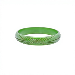 Nueva moda Vintage verde baquelita brazalete pulsera tallada Ángel colorido acrílico resina brazaletes Vintage joyería regalos de navidad - Product Image 6