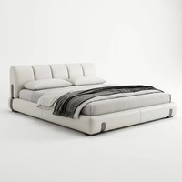 Cadre de lit capitonné moderne à cannelures verticales, base en bois massif avec options en tissu ou en cuir véritable