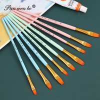 Panwenbo - Lot de 3 pinceaux professionnels pour artistes, poils en nylon, pinceaux pour peinture acrylique, huile et aquarelle
