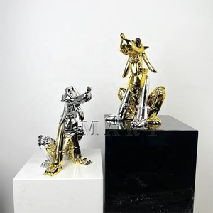 Escultura de Perro Cromado de Dibujos Animados, <span class=keywords><strong>Doberman</strong></span> Pinscher, Artesanía de Resina para Sala de Estar, Personajes de Películas para Arte, Pintado a Mano, Personalizable - Product Image 1