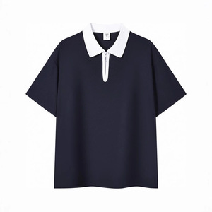 Customized Polo Shirt Short Sleeve Solid Color Cotton Contrast Trim Daily Wear - Product Image 2