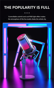 Microphone USB RGB de Gaming en Gros avec Fonction Mute à une Touche pour Diffusion YouTube et Support - Product Image 6