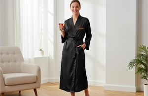 Lussuoso Vestaglia da Donna in Raso di Seta di Alta Qualità, Abito da Sposa, Vestaglia da Spa, Accappatoio con Tasche, Vestito da Sposa e Damigella, Camicia da Notte - Product Image 6