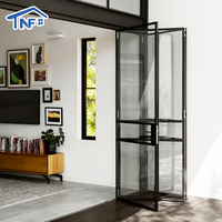 Porte pliante en aluminium moderne noire pour l'intérieur et l'extérieur, insonorisée, isolation thermique, portes pliantes pour usage domestique et commercial