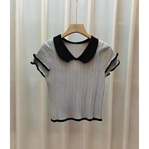 Blouse tricotée à manches courtes populaire pour <span class=keywords><strong>femme</strong></span>, en jersey doux imprimé, respirante, coupe ample, taille unique, idéale pour l'été – Vente en gros - Product Image 3