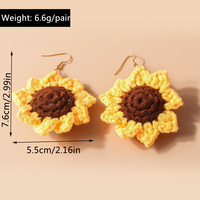 Pendientes de girasol de ganchillo hechos a mano para mujer, pendientes florales tejidos con hilo creativo, pendientes de flores de primavera para niñas, regalos de joyería