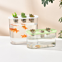 Aquarium de bureau portable ovale pour poissons rouges, système hydroponique de culture sans sol pour petits poissons d'intérieur