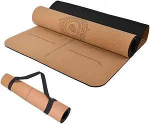 high quality no slip nice price pu natural rubber cork 4mm thickness digital printed pattern foam yoga mat for adult