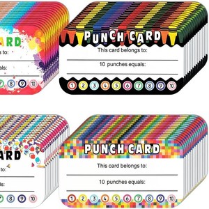 Cartes de récompense à perforer pour enfants, autocollants de motivation pour la classe, 7-12 ans, thème carton, en carton - Product Image 1