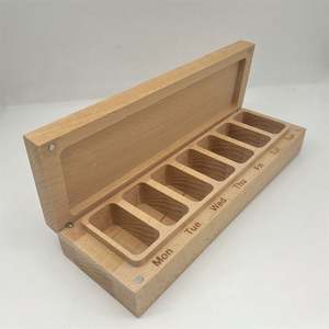 Regalo Promocional Personalizado con Logotipo, Organizador de Pastillas Semanal de 7 Compartimentos, Estuche de Almacenamiento de Medicamentos de Madera con Tapa Abatible - Product Image 3