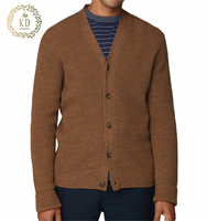 KD Fabricant de tricot OEM ODM personnalisé Chandail cardigan vintage à boutons en laine mélangée à manches longues gaufré pour hommes