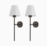 Lampe murale à abat-jour en tissu avec télécommande LED à piles, sans fil, pour la décoration de la chambre à coucher