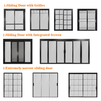 Villa Salon Design Moderne Porte Patio Coulissante en Aluminium Ajustable avec Stores Intégrés