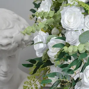 ดอกกุหลาบสีขาวขนาด 70 ซม. และลูกบอลดอกไม้สีเขียวสำหรับตกแต่งโต๊ะบ้าน งานแต่งงาน และดอกไม้ประดับทางเดิน - Product Image 5