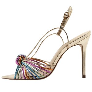 Plus Size Elegant Rainbow Knot Women PU Ultra High Heel Wedge Open Toe Ankle Strap Slip-On Summer Outdoor Dress <b>Sandals</b> - Product Image 6