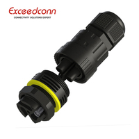 Conector de Cable IP68 de 3 Pines, 17.5A, 450V CA, Hembra, Montaje en Cable, Redondo, PA66 30%GF, Aleación de Cobre con Recubrimiento de Níquel para Iluminación Arquitectónica