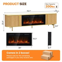 Meja TV Modern MDF Mewah 70" dengan Pintu Geser dan Desain Beralur