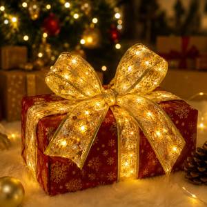 Cinta Decorativa de Malla con 50 Luces LED a Pilas para Árbol de Navidad, Envoltura de Regalos y Decoración Festiva - Product Image 3