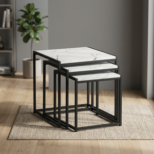 Modern Mood Modern Round <b>Marble</b> Top Coffee <b>Table</b> With Black Ribbed Base And Brass Stem For Living Room Furniture - Product Image 6