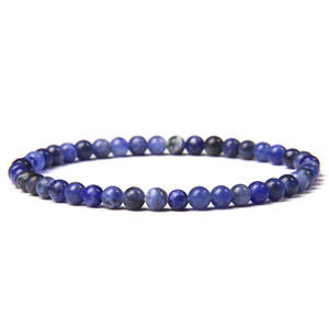 Bracelet en perles de pierre naturelle de 4 mm, agate aquatique, élastique, unisexe, 19 cm, best-seller transfrontalier Europe États-<span class=keywords><strong>Unis</strong></span> - Product Image 2
