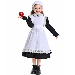 Classic White Maid Costume <strong>for</strong> <strong>Kids</strong> Ruffled Apron <strong>Dress</strong> &amp; Matching Bonnet <strong>for</strong> <strong>Cinderella</strong> Stage Plays &amp; Halloween Cosplay ODM - Product Image 1