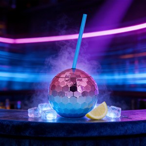 Discoball Ps for Shape Glitter <b>Cup</b> Straw <b>Plastic</b> Reusable Dishwasher Safe Gift Box Packaging Party Drinkware 10.5X10.8Cm Glam - Product Image 2