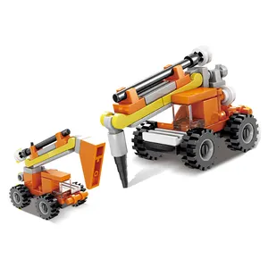 建筑砖玩具自由轮塑料打孔机功能消防救援车玩具26pcs