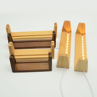 Lampe de nuit LED en forme de U moderne et écologique, motif ange de dessin animé mignon, base en bois gravée, lampe de table pour enfants, décoration intérieure