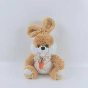 Conejo de peluche de juguete para Pascua conejo suave con cinta de peluche lindo regalo de Pascua conejito de zanahoria