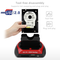 Estación de Conexión para Disco Duro Todo en Uno, Lector de Tarjetas, HUB USB 2.0, 2.5\", 3.5\", IDE, SATA, Caja Externa para Disco Duro de 4TB, Estación de Conexión para Disco Duro, Raid 1