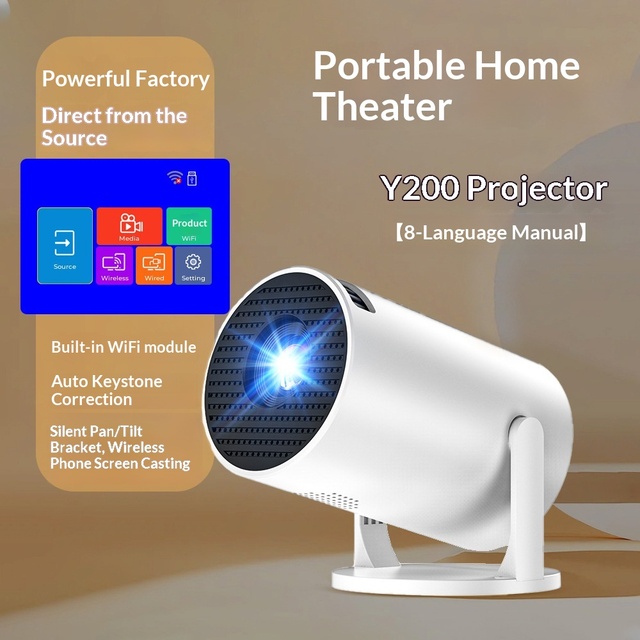 HY200 Mini Portable Android 1080P CRT Home Theater Projector