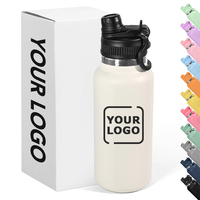 Bouteille d'eau sport isotherme à double paroi en acier inoxydable de 1000 ml avec couvercle portable, personnalisable avec logo, pour cadeaux d'affaires