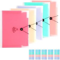 Carpetas de archivos expandibles de color caramelo, tamaño de carta A4, 5 bolsillos, posición de pestaña de PP, juego de organización de documentos de papel conveniente