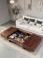 Table basse en bois de noyer noir d'Amérique du Nord, multifonctionnelle, avec rangement, simple, moderne, carrée, télescopique, style nordique, sans assemblage