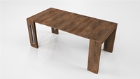 Table à manger extensible moderne en bois Terraneo avec pieds pliables, blanche, pour appartement, modèle EL540RSC