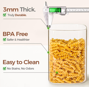 Juego de 2 Frascos Cuadrados de Vidrio con Tapas de Bambú, Recipientes Herméticos Grandes <span class=keywords><strong>para</strong></span> Harina y Azúcar con Etiquetas y Tazas Medidoras - Product Image 4