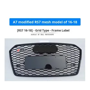 Grille de calandre en nid d'abeille noire brillante style RS7 pour A7 2016-2018, état neuf, en ABS, modification RS7, grille en nid d'abeille ABS - Product Image 4