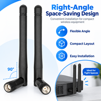 Antenne noire IP67 double fréquence 2.4G 5.8G 3.5dBi à angle droit avec connecteur RP mâle à polarité inversée, fournie directement par l'usine