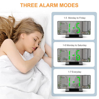 Horloge numérique à projection 3D personnalisée avec alarme, radio murale et projecteur LED pour chambre à coucher