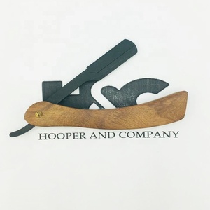 New Design <b>Barber</b> Razors Custom Logo Offer Packing Available Smooth Handle Black Wooden Handle <b>Barber</b> Razor - Product Image 3