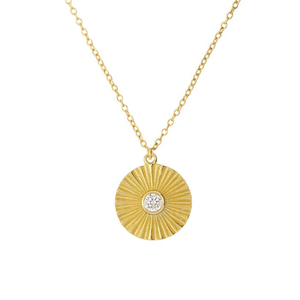 Collar ROXI de Diamantes con Placa Redonda de Moda en Plata de Ley S925 para Mujer - Product Image 1