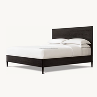 Lit à plateau François RH, style moderne minimaliste, en bois massif, couleur noyer, grand lit, mobilier de chambre pour hôtel et villa