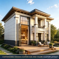 Villa préfabriquée moderne fabriquée en Chine, structure en acier lourd, villa préfabriquée de luxe de style chinois