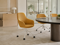 Chaise de bureau pivotante en tissu avec accoudoirs et roulettes pour poste de travail