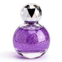 Flacon de parfum en verre transparent de luxe rond de 30/50/75/100 ml avec bouchon sphérique à facettes et pompe pulvérisatrice, emballage vide pour parfum, vente en gros