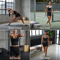 Ensemble de vêtements de sport pour femmes, haut de yoga push-up grande taille avec short de sport, couleurs contrastées
