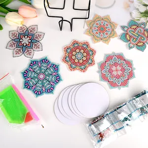 Handmade Acrylic Mandala Flower Diy Art Diamond Dotz Coasters DIY Diamond Art Coasters