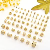 Perles en zircon micro-incrustées en or 18 carats, petit seau perforé à la taille, accessoires de bijoux DIY en gros, bracelets, colliers