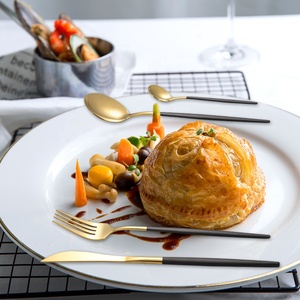 ราคาที่ดีที่สุด18/10สแตนเลส <span class=keywords><strong>Flatware</strong></span> กับจับสีขาวกว่างโจวอิตาลีอิตาลีมีดส้อมช้อนแมตต์ทองชุดช้อนส้อม - Product Image 3