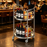 Chariot à boissons mobile en acier inoxydable 304 201, chariot de service à vin pour bar à vin, restaurant et hôtel